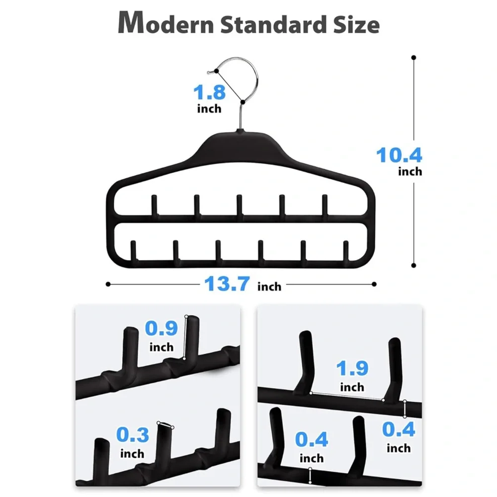 Black Multi-Purpose Hangers for belts, ties, accessories, etc. Set of Two